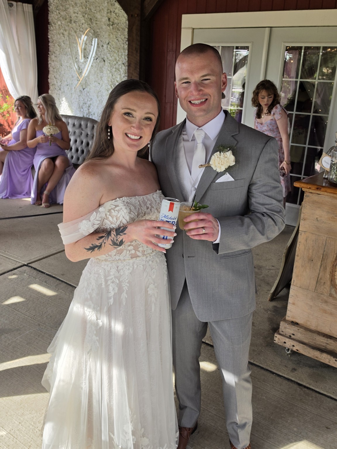Newlywed couple at their wedding reception